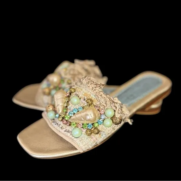 Elina Linardaki Custom Bridal/ Formal Sandals Beaded, Pearls, Jewels EU 39 US 8