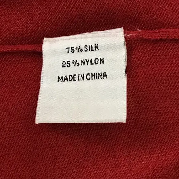 Emanuel Ungaro Silk True Red Crewneck Pullover Ruffle Hem Pullover Sweater sz M