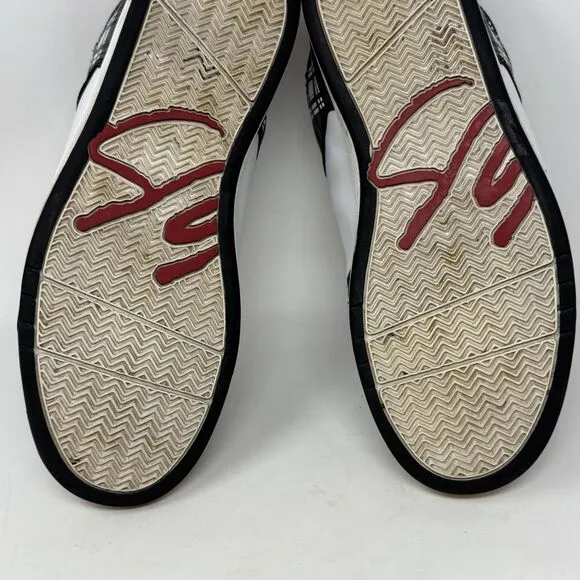 ES Footwear Flik Sneakers Mens 11 White Black Plaid Fat Tongue Skate Shoes Vtg