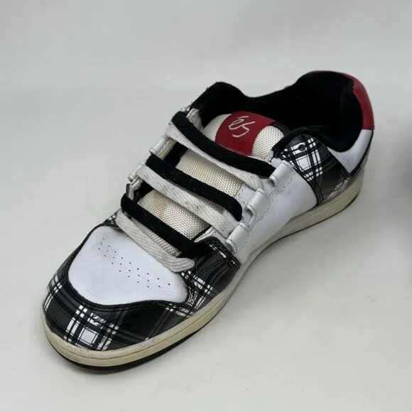 ES Footwear Flik Sneakers Mens 11 White Black Plaid Fat Tongue Skate Shoes Vtg