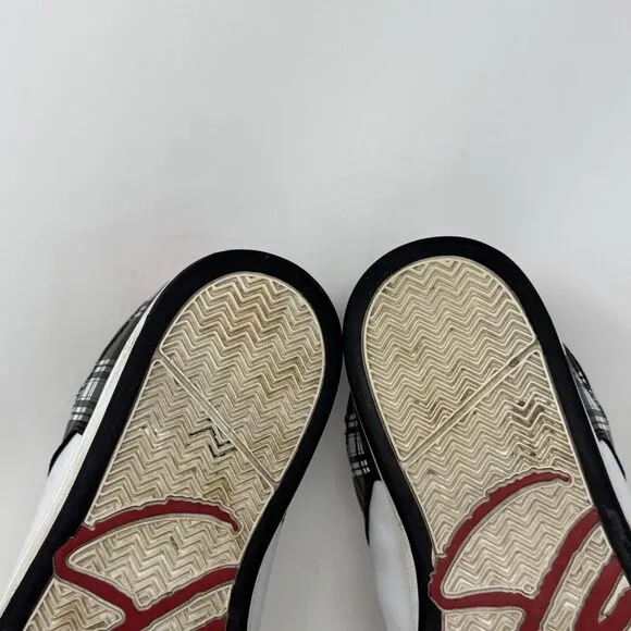 ES Footwear Flik Sneakers Mens 11 White Black Plaid Fat Tongue Skate Shoes Vtg