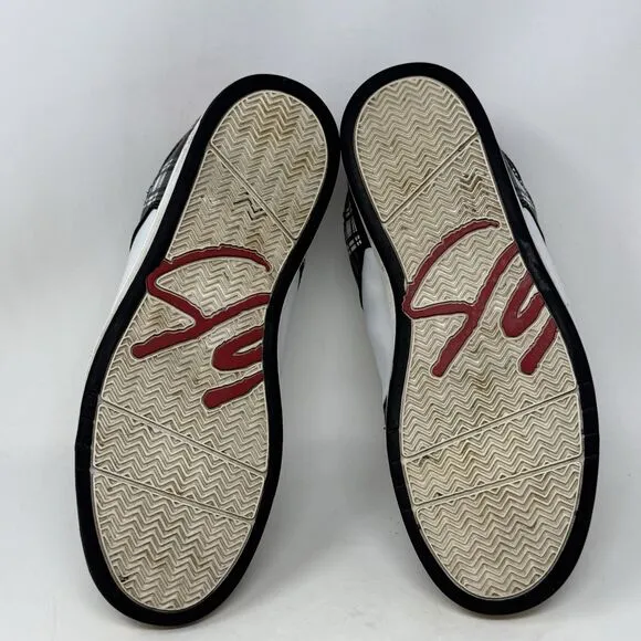 ES Footwear Flik Sneakers Mens 11 White Black Plaid Fat Tongue Skate Shoes Vtg