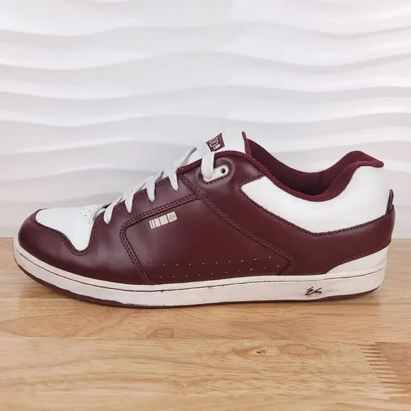 Es Shoes Mens 13 Burgundy White PJ Ladd Low Top Lace‎ Up Skate Sneakers Footwear