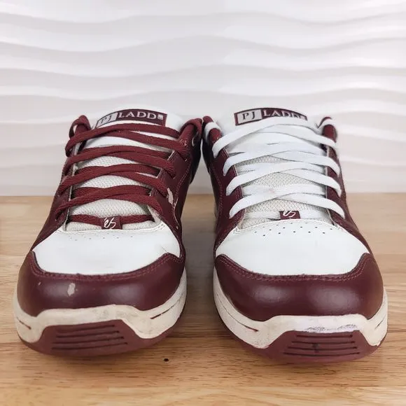 Es Shoes Mens 13 Burgundy White PJ Ladd Low Top Lace‎ Up Skate Sneakers Footwear