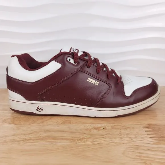 Es Shoes Mens 13 Burgundy White PJ Ladd Low Top Lace‎ Up Skate Sneakers Footwear