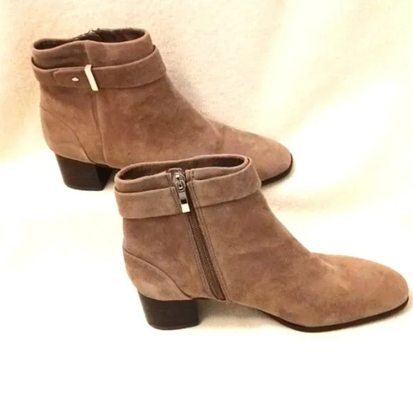 Essex Lane REAL SUEDE LEATHER Tan Ankle Boots Booties Sz 6.5