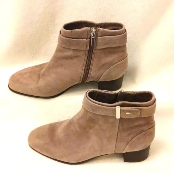 Essex Lane REAL SUEDE LEATHER Tan Ankle Boots Booties Sz 6.5