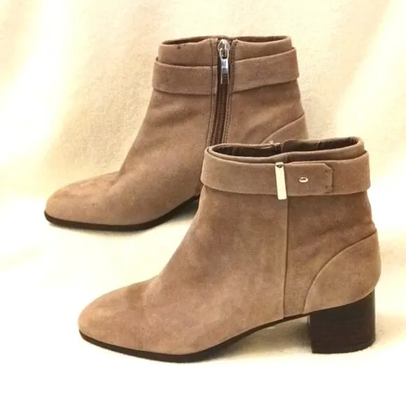 Essex Lane REAL SUEDE LEATHER Tan Ankle Boots Booties Sz 6.5
