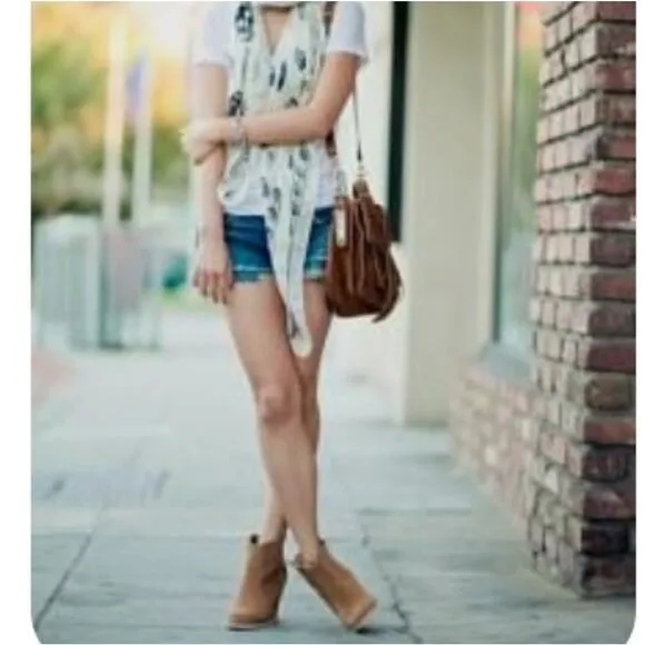 Essex Lane REAL SUEDE LEATHER Tan Ankle Boots Booties Sz 6.5