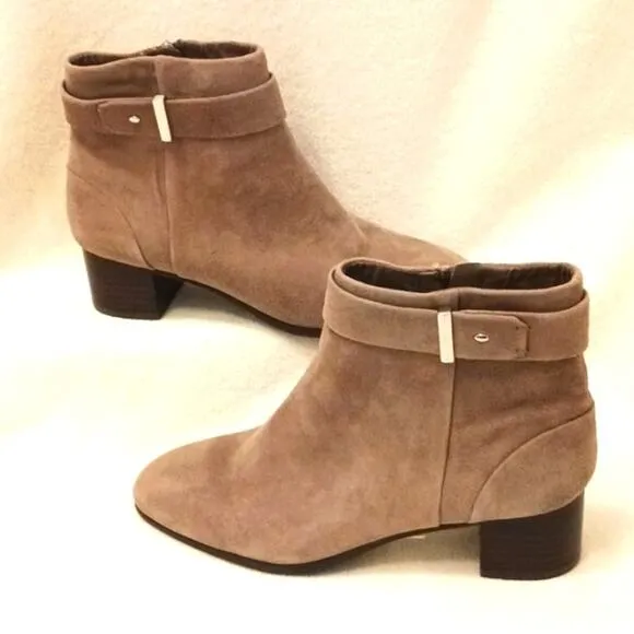 Essex Lane REAL SUEDE LEATHER Tan Ankle Boots Booties Sz 6.5