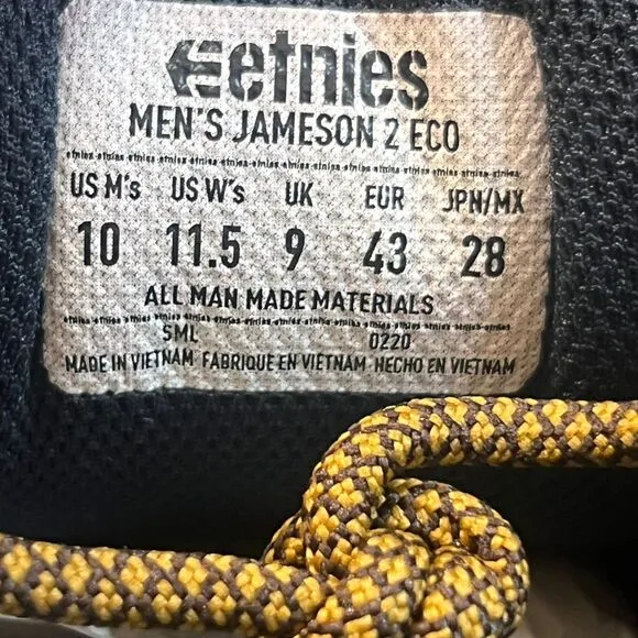 Ethnies Jamison 2 Eco Mens Shoes Size 10 Skater Boat Bellows Tongue Earthy Tree