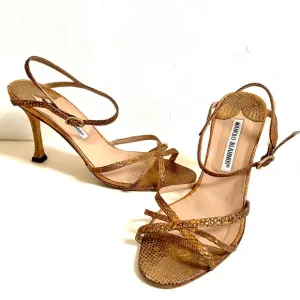 EUC Manolo Blahnik Gold Python Sandals 36.5 (6.5)
