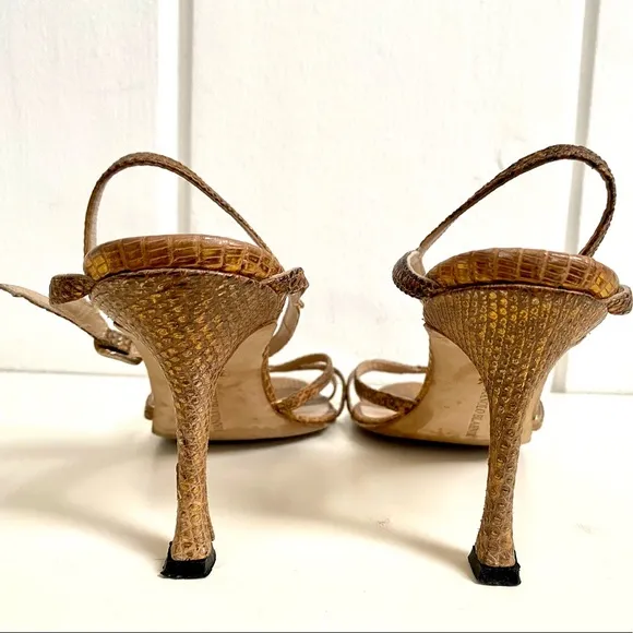 EUC Manolo Blahnik Gold Python Sandals 36.5 (6.5)
