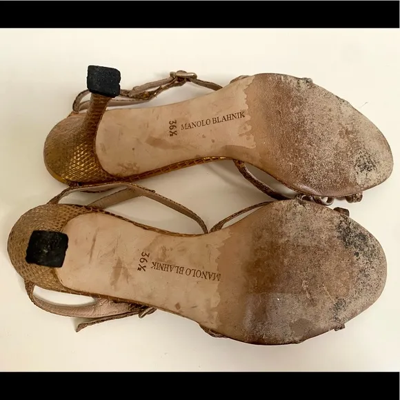 EUC Manolo Blahnik Gold Python Sandals 36.5 (6.5)