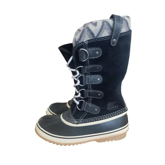 EUC Women's Sorel Boots Joan Of Artic Knit II  Waterproof Suede Laces Size 8
