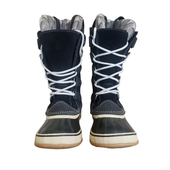 EUC Women's Sorel Boots Joan Of Artic Knit II  Waterproof Suede Laces Size 8