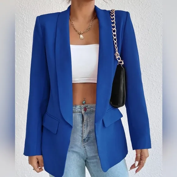 Evelyn Classic Collar Blazer - Royal