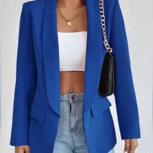 Evelyn Classic Collar Blazer - Royal