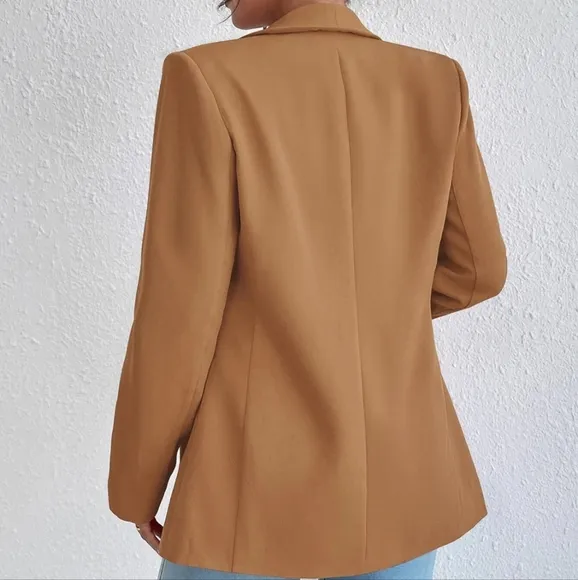 Evelyn Classic Collar Blazer - Tan