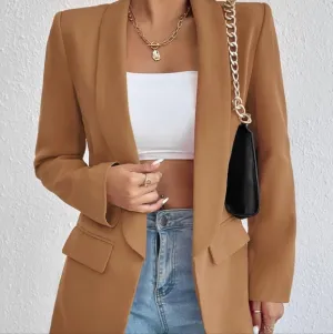 Evelyn Classic Collar Blazer - Tan
