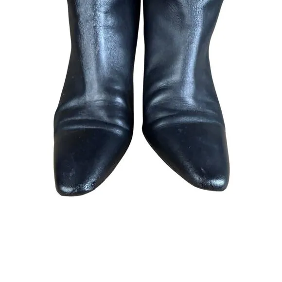 Everlane The Knee-High Banana Heel Boot in Black Leather sz 7 Women's Pull-on
