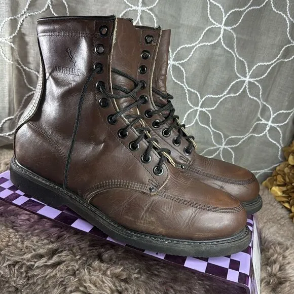 (F2) Carolina Leather Steel Toe Work Boots, 11 E