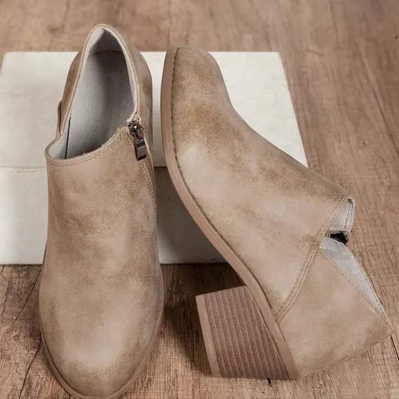 Fashion Chunky Heel Side Zipper Ankle Boots And Short Boots,