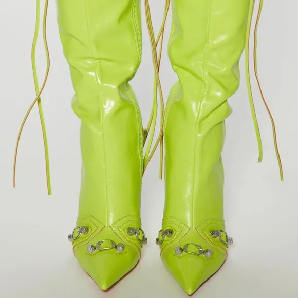 Fashion Nova Lime Heeled Boots NIB