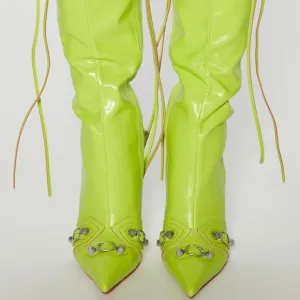 Fashion Nova Lime Heeled Boots NIB