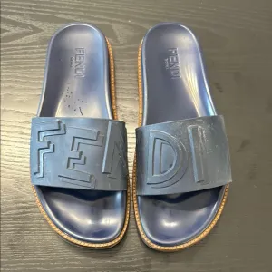 Fendi Blue Slide Sandals
