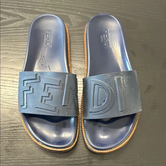 Fendi Blue Slide Sandals