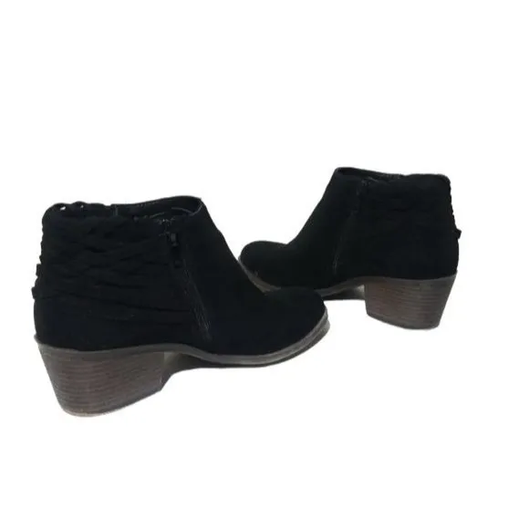 Fergalicious Bayou Woven Back Suede Ankle Booties in Black Womens Size 7 M