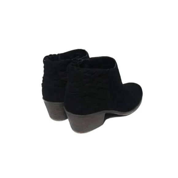Fergalicious Bayou Woven Back Suede Ankle Booties in Black Womens Size 7 M