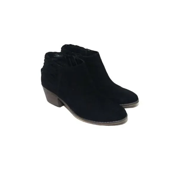 Fergalicious Bayou Woven Back Suede Ankle Booties in Black Womens Size 7 M