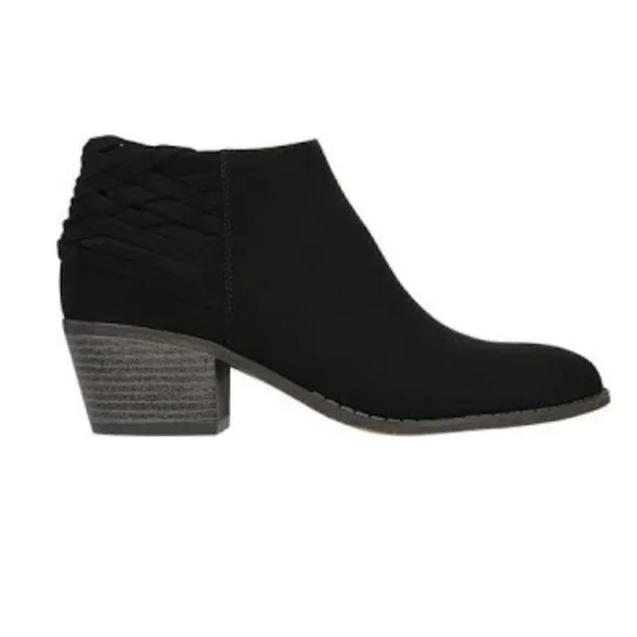 Fergalicious Bayou Woven Back Suede Ankle Booties in Black Womens Size 7 M