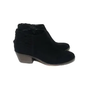 Fergalicious Bayou Woven Back Suede Ankle Booties in Black Womens Size 7 M