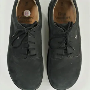 Finn Comfort Pretoria Black Nubuck Oxford Shoes