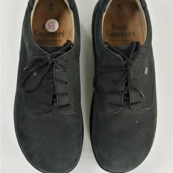 Finn Comfort Pretoria Black Nubuck Oxford Shoes