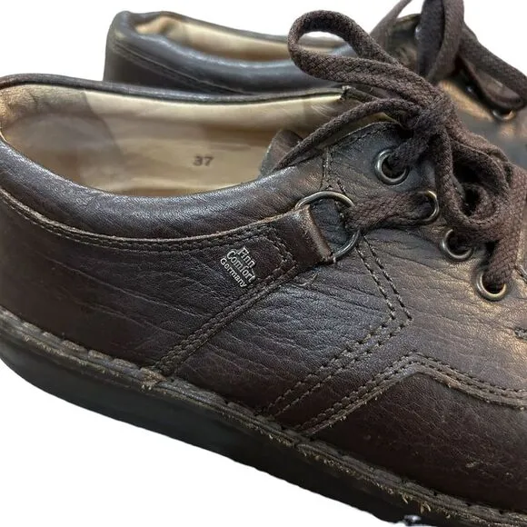 Finn Comfort Vaasa Brown Leather Lace Up Shoes Size 37 Women's US Size 6.5 7