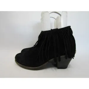 Fiorentini   Baker Womens Size 40.5 EUR Black Suede Fringe Ankle Boots Bootie