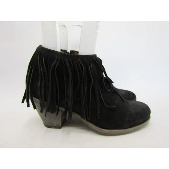 Fiorentini   Baker Womens Size 40.5 EUR Black Suede Fringe Ankle Boots Bootie