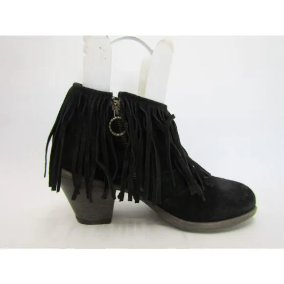 Fiorentini   Baker Womens Size 40.5 EUR Black Suede Fringe Ankle Boots Bootie
