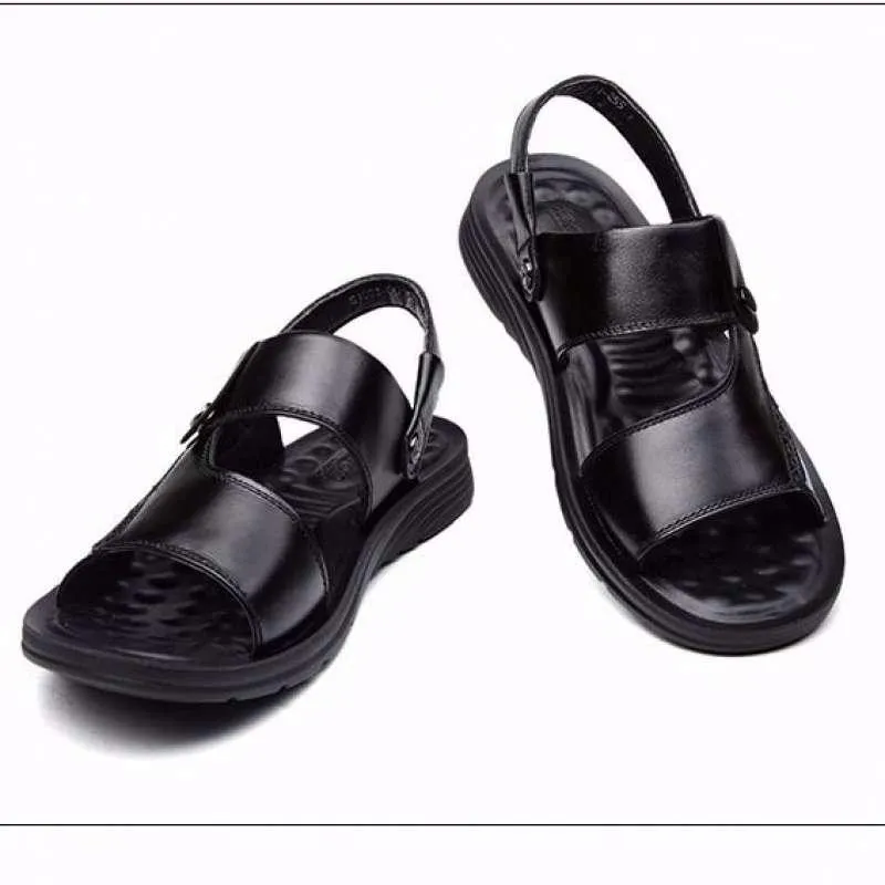 First Layer Cowhide Soft Sole Non-slip Men's Leather Sandals Men's Beach Shoes