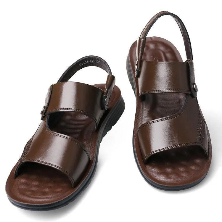 First Layer Cowhide Soft Sole Non-slip Men's Leather Sandals Men's Beach Shoes