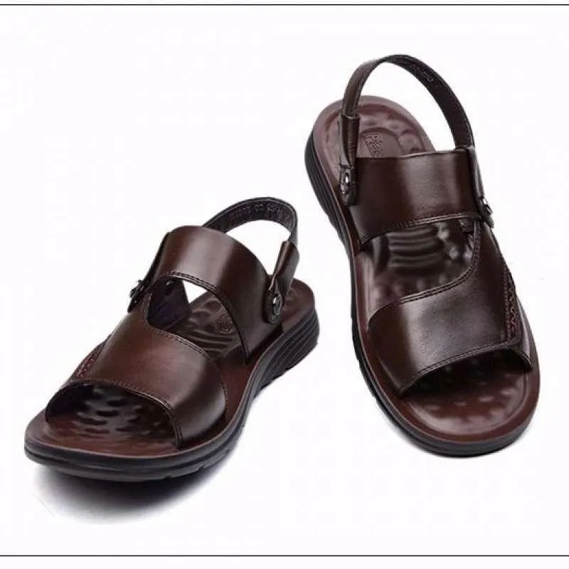 First Layer Cowhide Soft Sole Non-slip Men's Leather Sandals Men's Beach Shoes