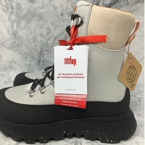 FitFlop Womens 8 Black Mix Neo D Hyker Waterproof Fabric Suede Boots P36-7