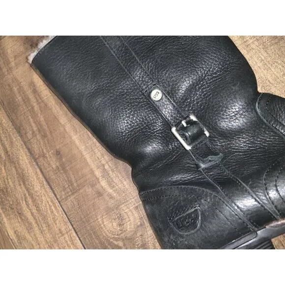 Fleece Black Ugg Motorcycle Boots 9