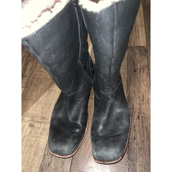 Fleece Black Ugg Motorcycle Boots 9