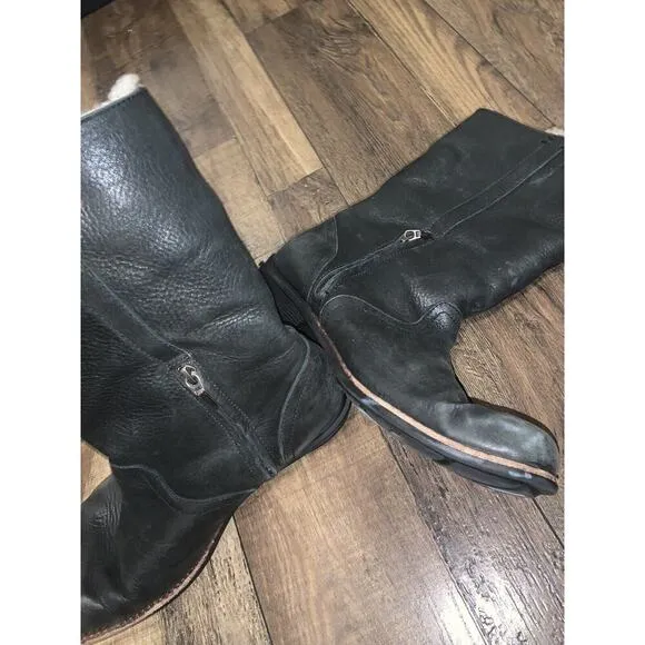 Fleece Black Ugg Motorcycle Boots 9