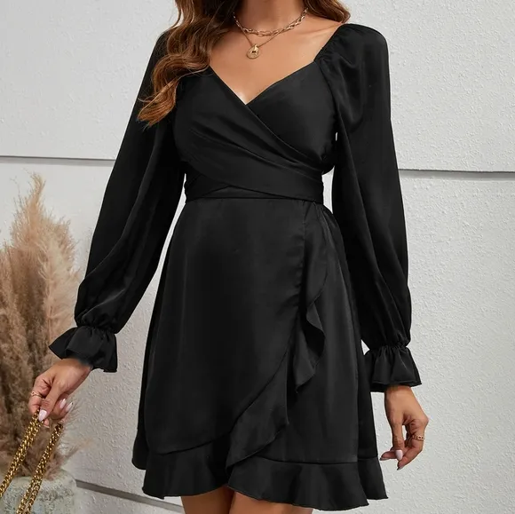 Flirty Flounce Sleeve Ruffled Mini Dress